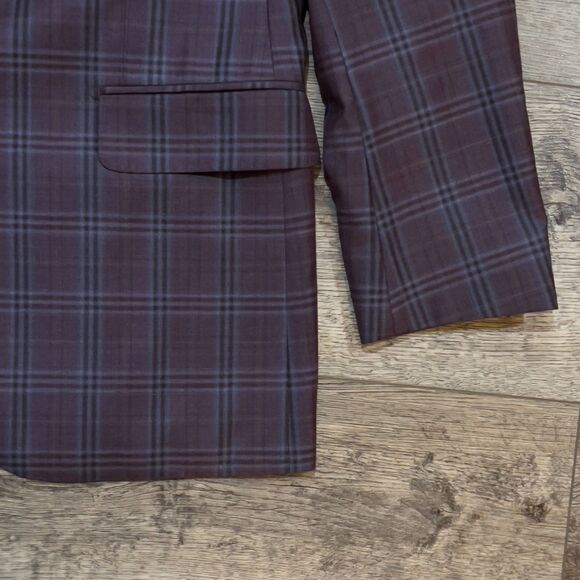 Bartorelli Napoli Abito Sartoriale Plaid Purple 2-Button Wool Blazer Size 54 R - Picture 2 of 9